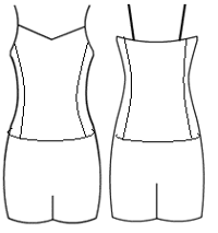 Low bodice V binded cami with side panels